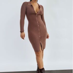 NWT Aritzia Wilfred Cove Long Sleeve Button-Up Knit Sweater Dress